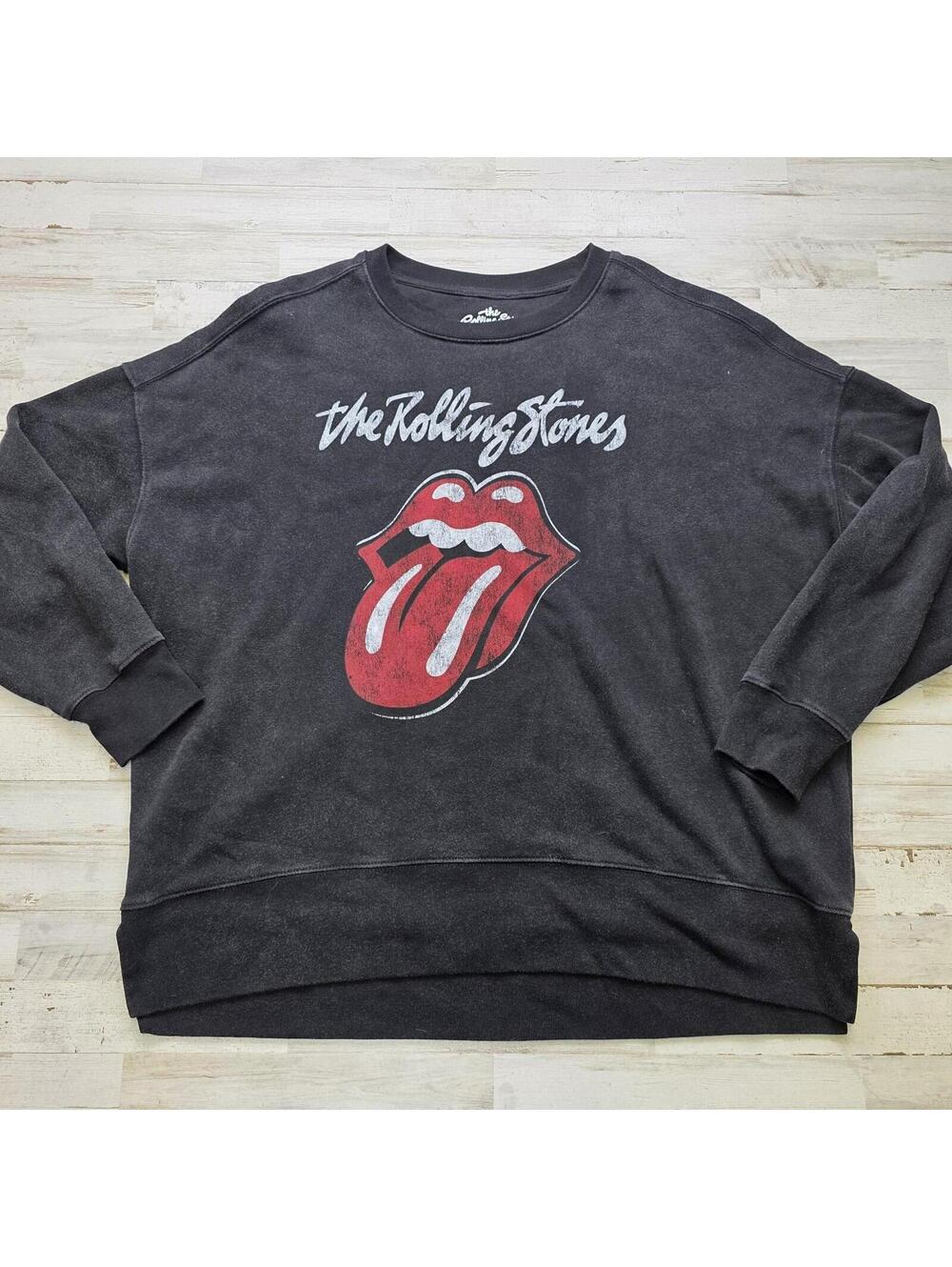 Official The Rolling Stones Logo Lightweight Crewneck Sweatshirt Women's XL